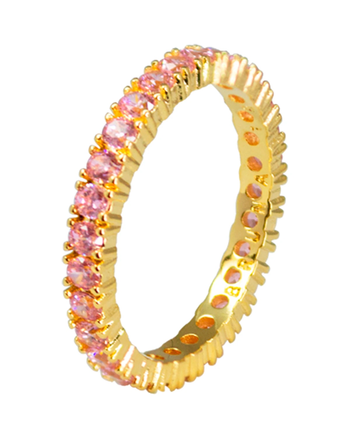 Anel Alianca Zirconia Rosa