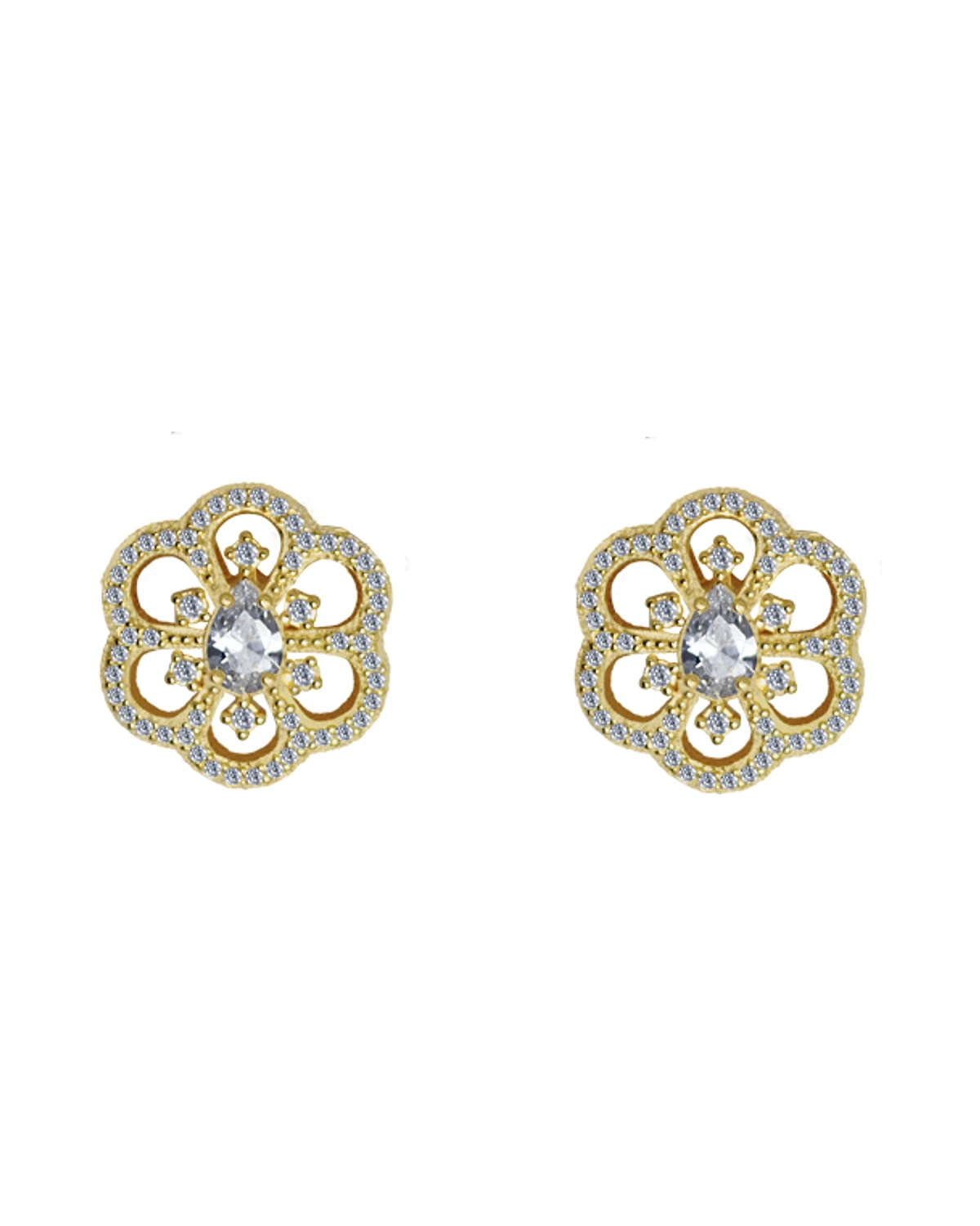 Brinco Flor Zirconia Branca