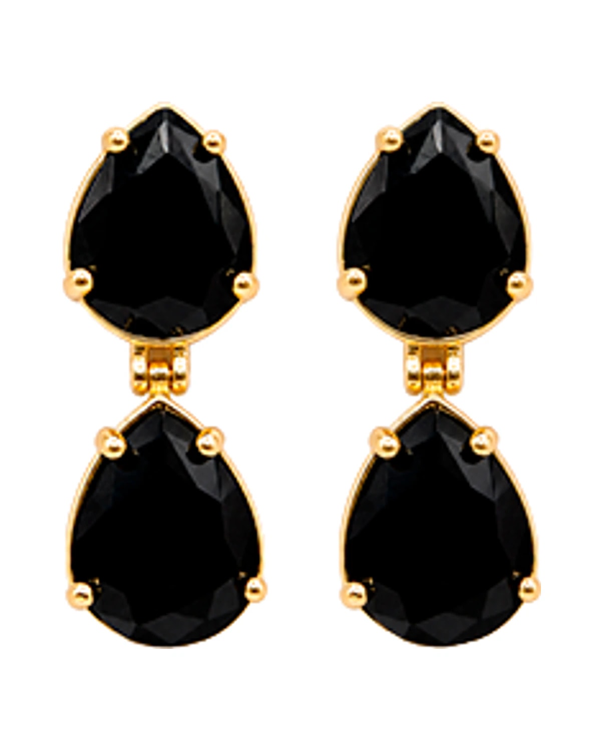 Brinco Gota Cristal Preto 10X8 T.Gde