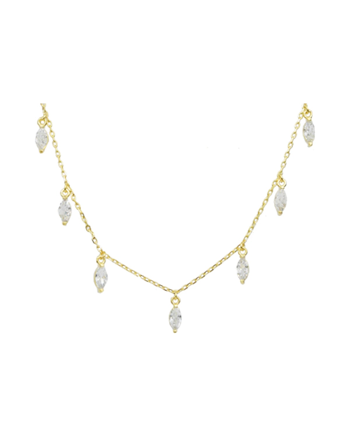 Gargantilha Choker Navetes com Zirconia