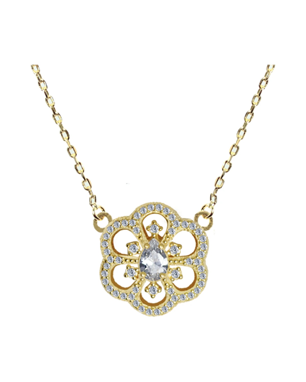 Gargantilha Flor Zirconia Branca