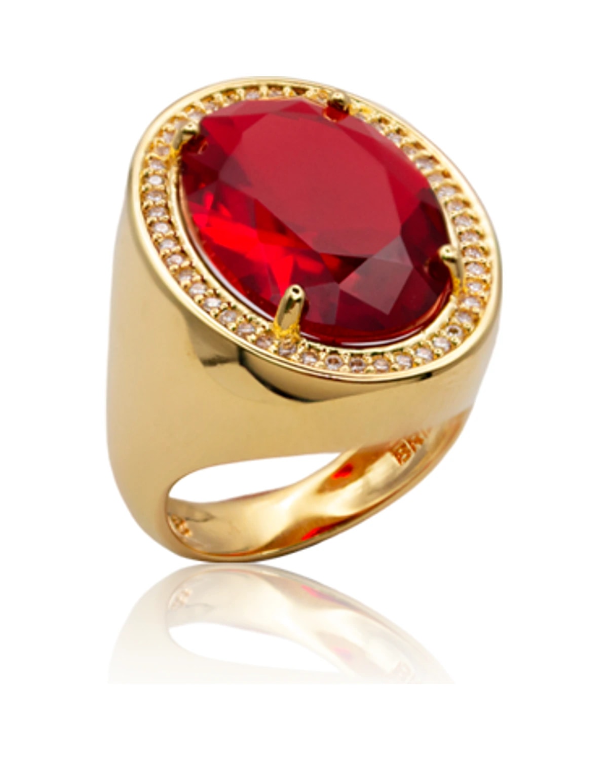 Anel Oval Cristal Vermelho
