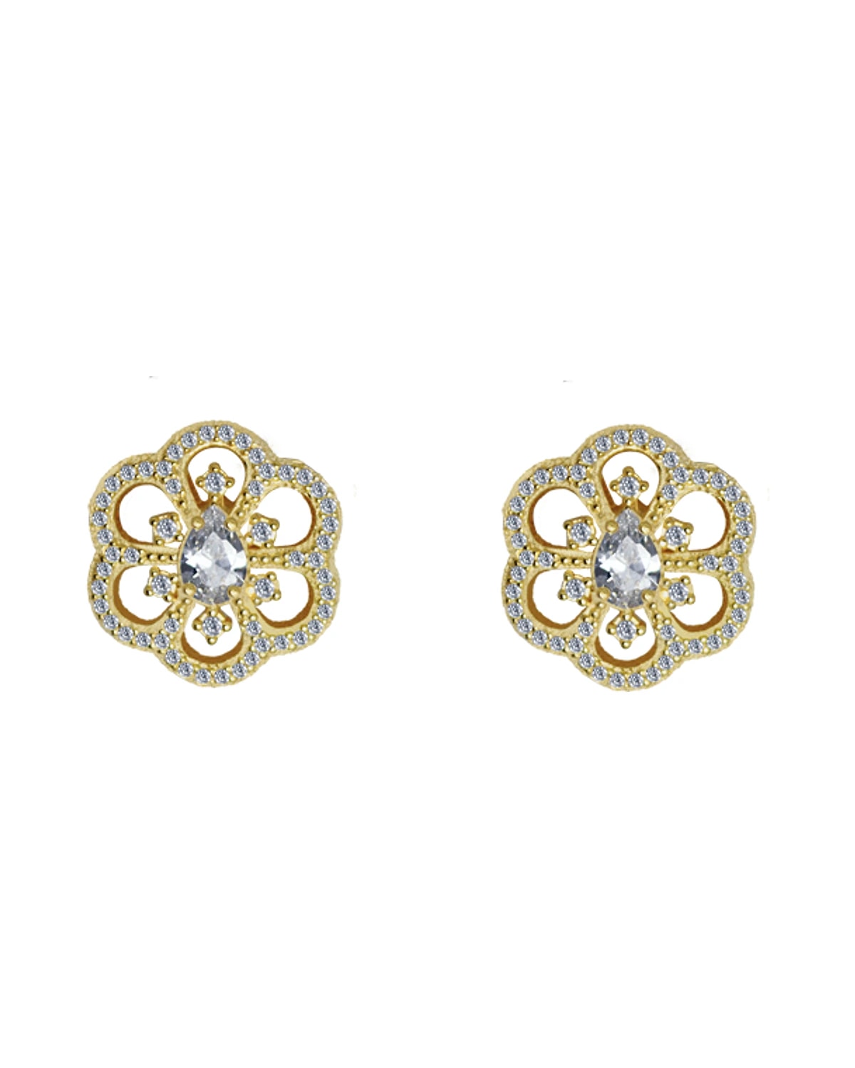 Brinco Flor Zirconia Branca