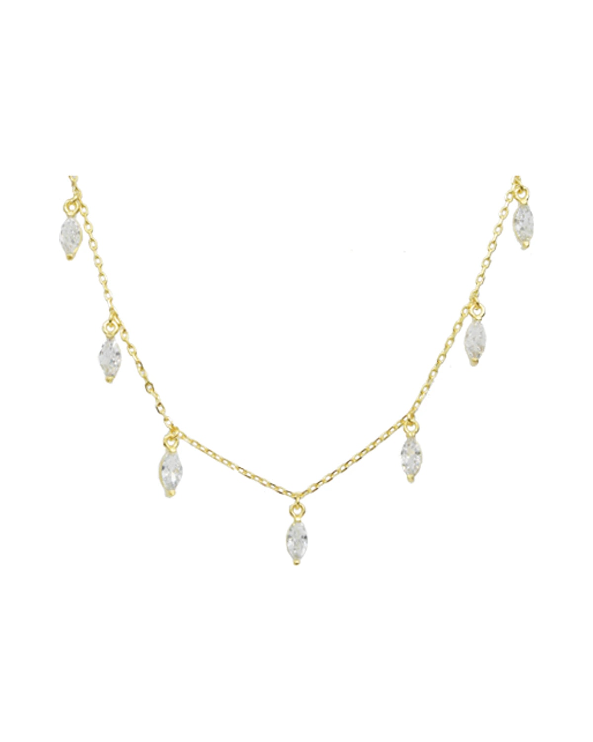 Gargantilha Choker Navetes com Zirconia