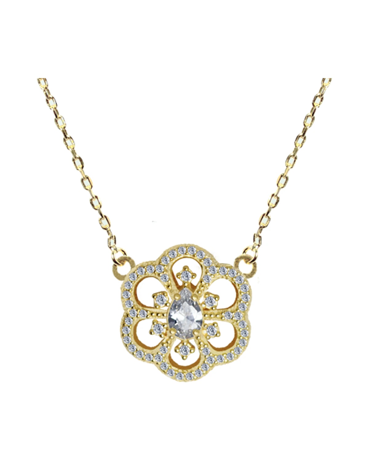 Gargantilha Flor Zirconia Branca